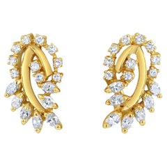 Pendientes Declaración Floral Diamante Marquesa Oro Amarillo 14k