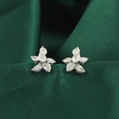 Ohrstecker mit Marquise-Diamanten in Blumenform aus 18 Karat Weißgold, 2,71 Karat