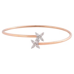 Marquise Diamond Flower Design Bangle Bracelet 18 Karat Rose Gold Fine Jewelry