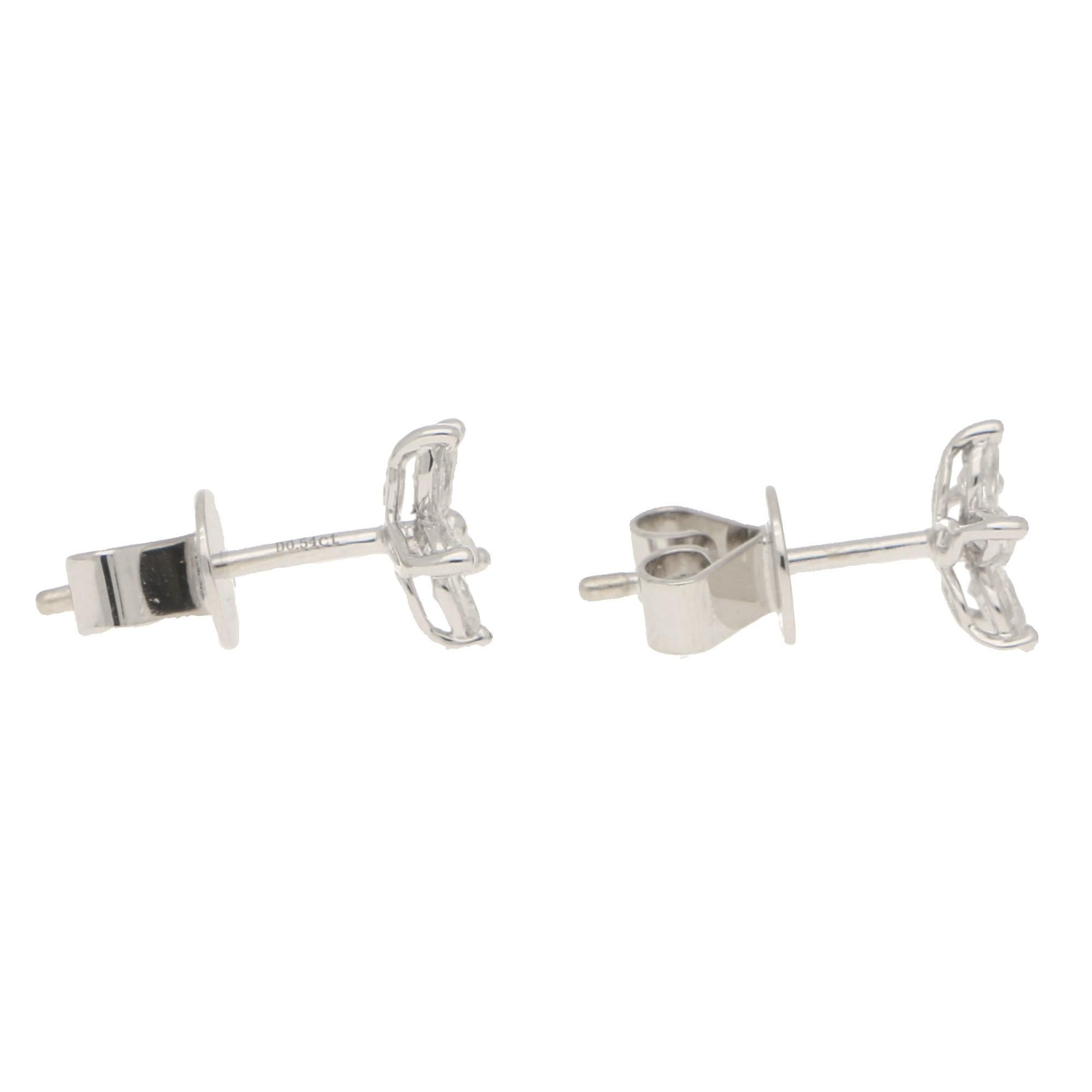 Marquise Diamant-Blumen-Ohrstecker-Set aus 18 Karat Weißgold (Marquiseschliff)