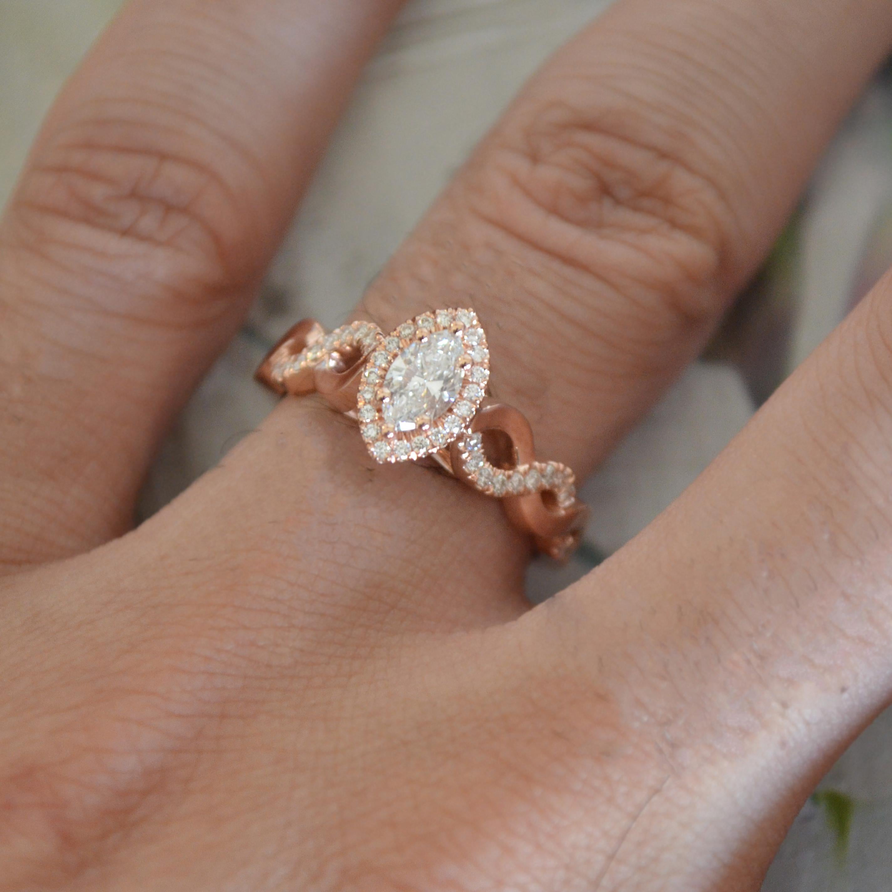 marquise diamond engagement ring rose gold