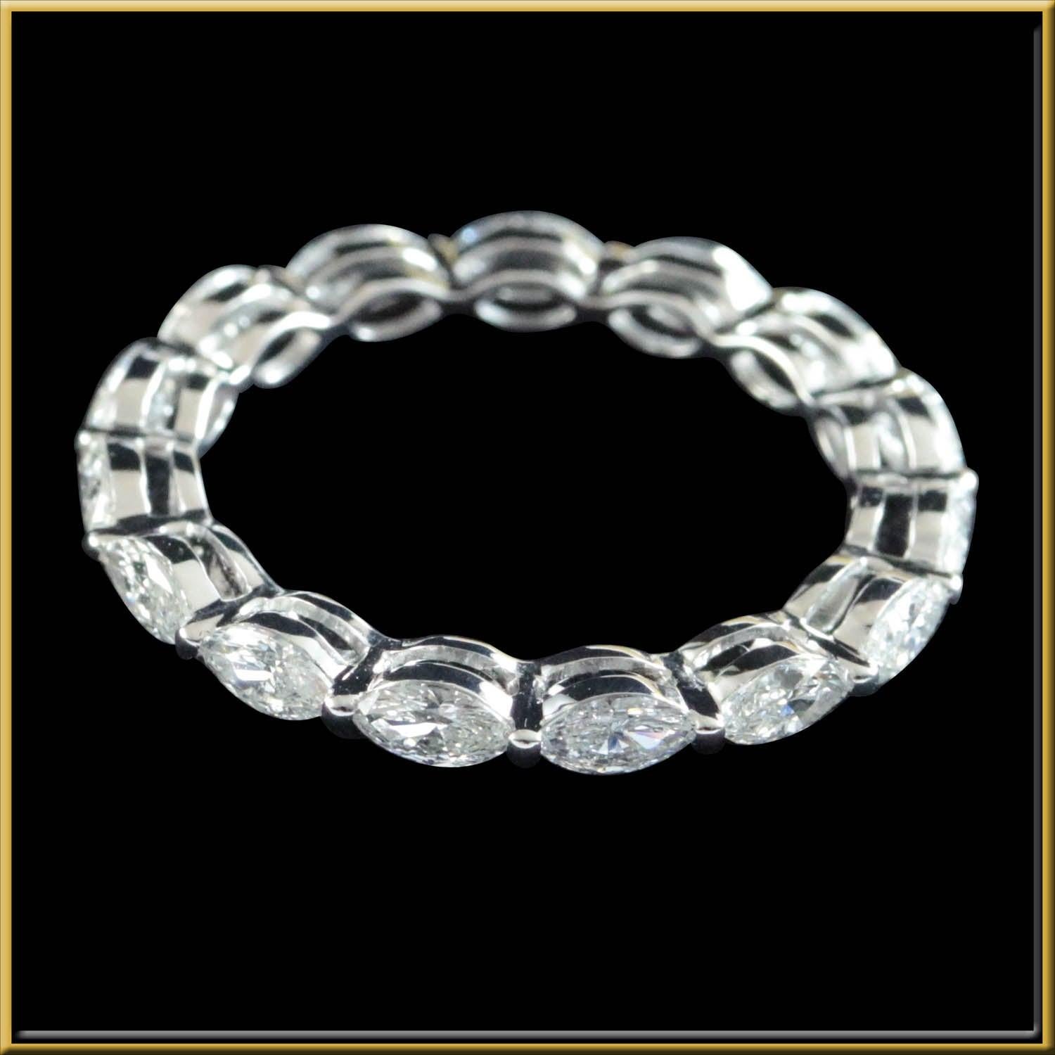 For Sale:  Marquise Diamond Horizontal Eternity Ring in 18 Karat Gold 2