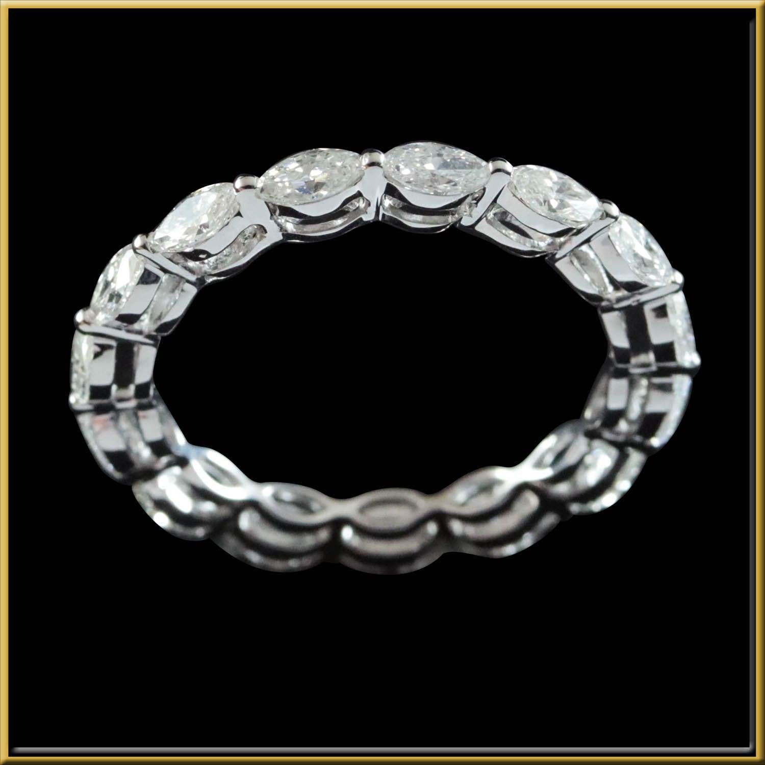 For Sale:  Marquise Diamond Horizontal Eternity Ring in 18 Karat Gold 3