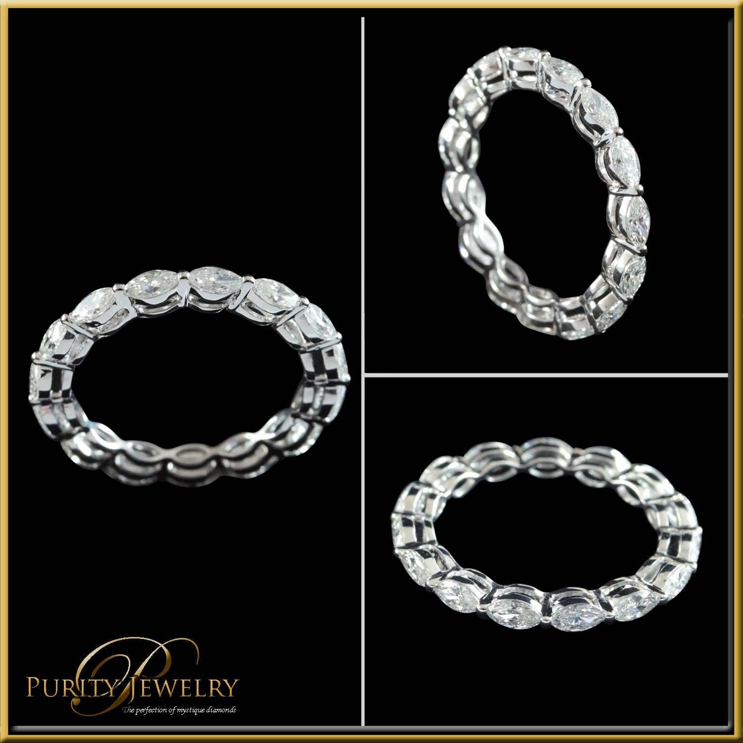 For Sale:  Marquise Diamond Horizontal Eternity Ring in 18 Karat Gold 4