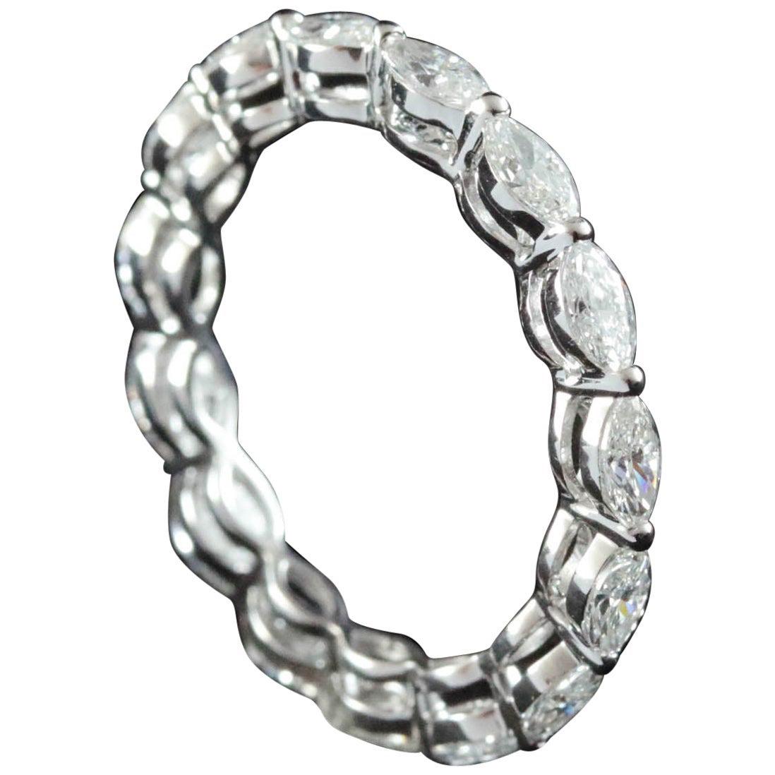For Sale:  Marquise Diamond Horizontal Eternity Ring in 18 Karat Gold