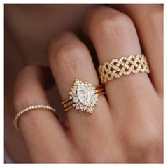 Marquise Diamond Modern Engagement Ring Isabella & Orchid Ring Guard