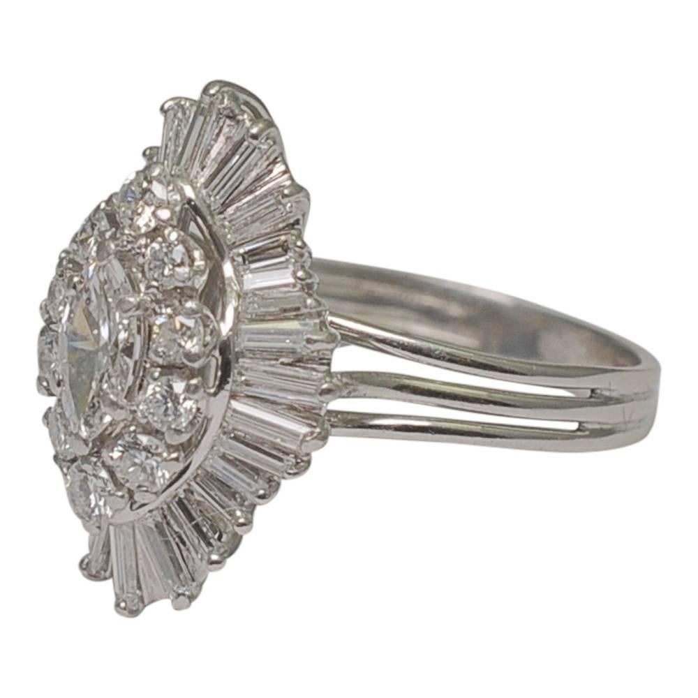 Marquise Cut Marquise Diamond Platinum Ballerina Ring