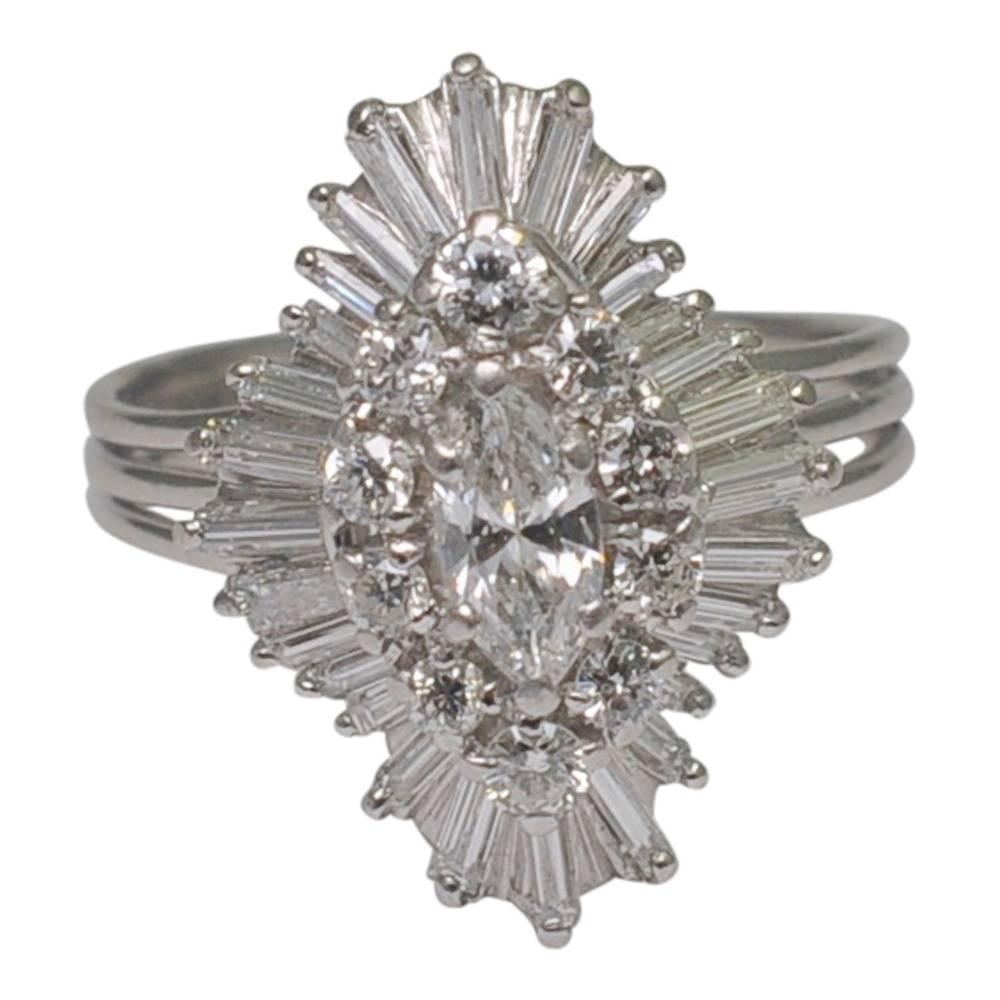 Marquise Diamond Platinum Ballerina Ring 1