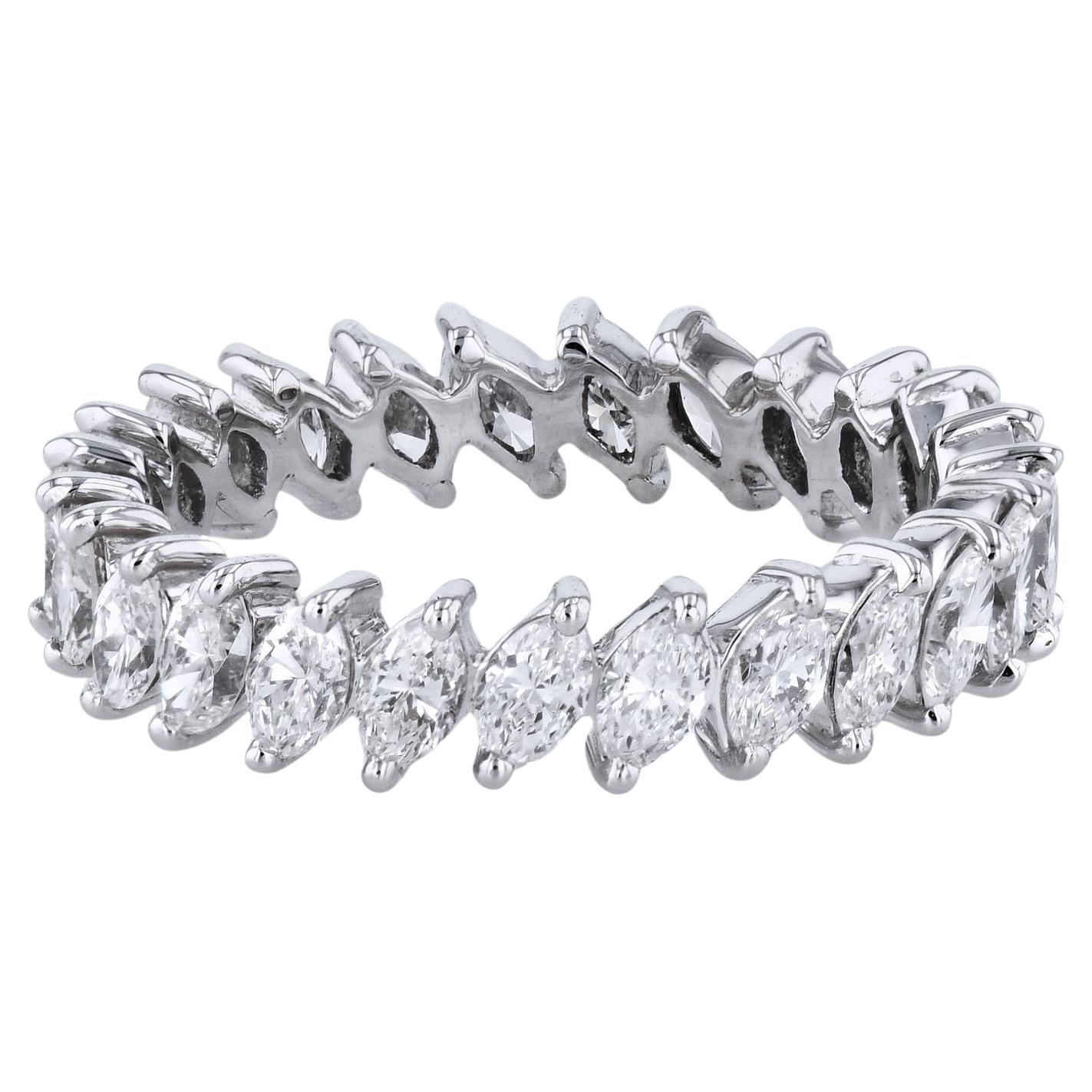 Marquise Diamond Platinum Estate Eternity Band For Sale