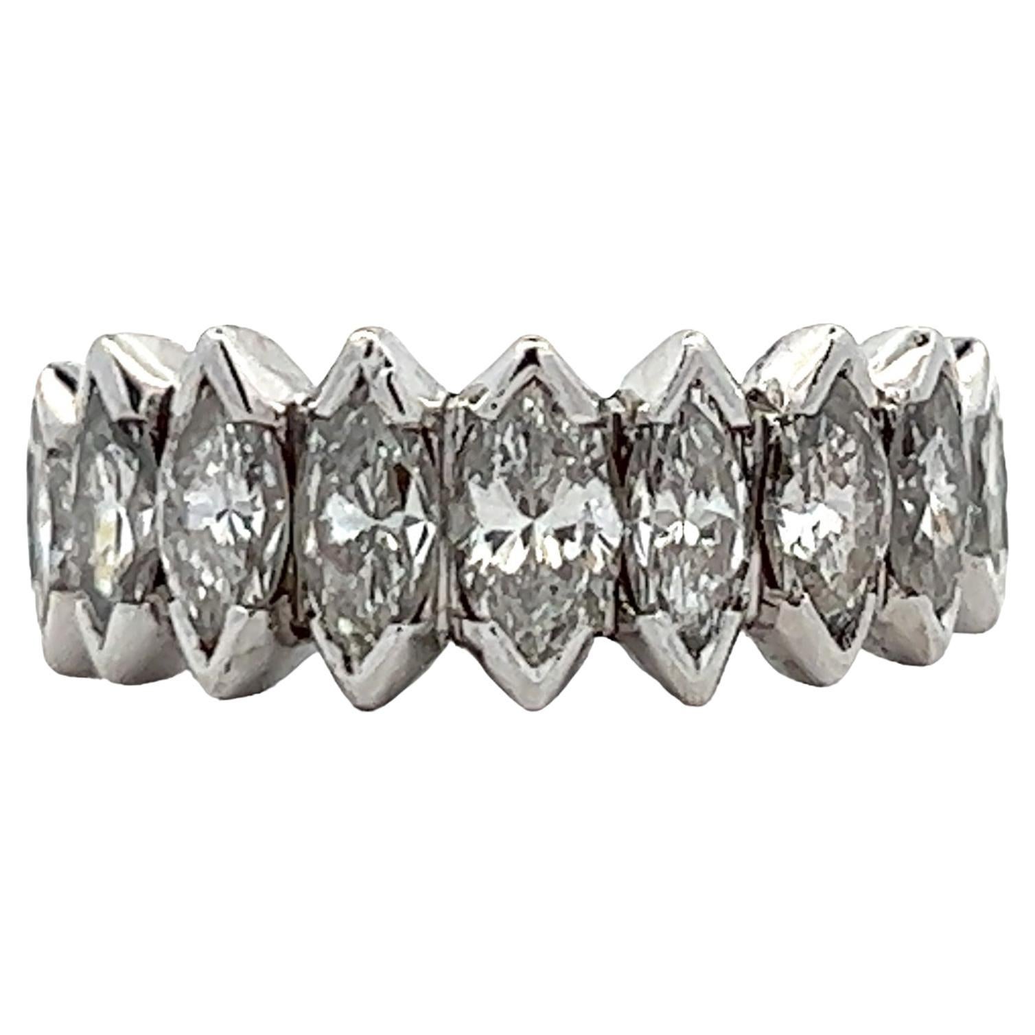 Marquise Diamond Platinum Eternity Wedding Anniversary Band Ring Size 5 