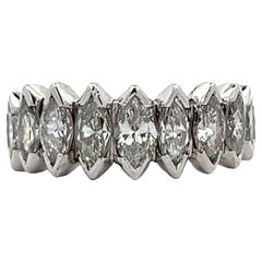 Vintage Marquise Diamond Platinum Eternity Wedding Anniversary Band Ring Size 5 