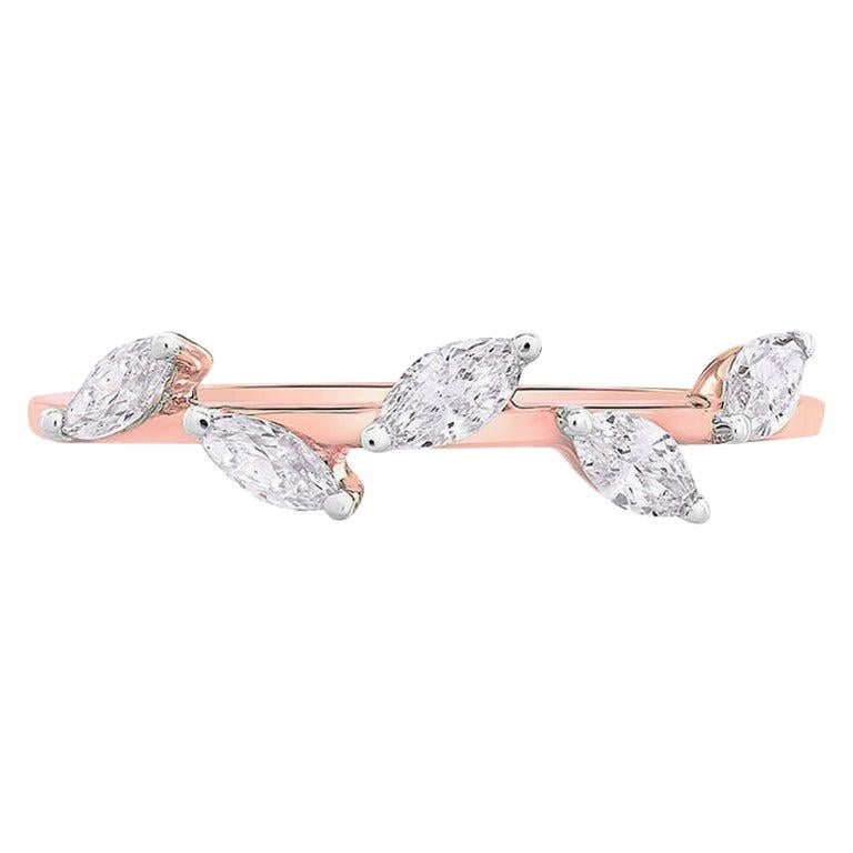 Marquise Diamond Ring 0.40 Carats in 14 Kt Rose Gold For Sale