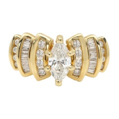 Marquise Diamond Ring 14k Yellow Gold Vintage
