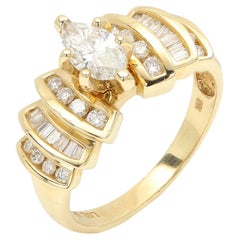 Marquise Diamond Ring 14k Yellow Gold Vintage