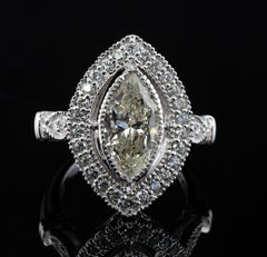 Marquise Diamond Ring 18K White Gold Engagement 3.10 TDW Del Co