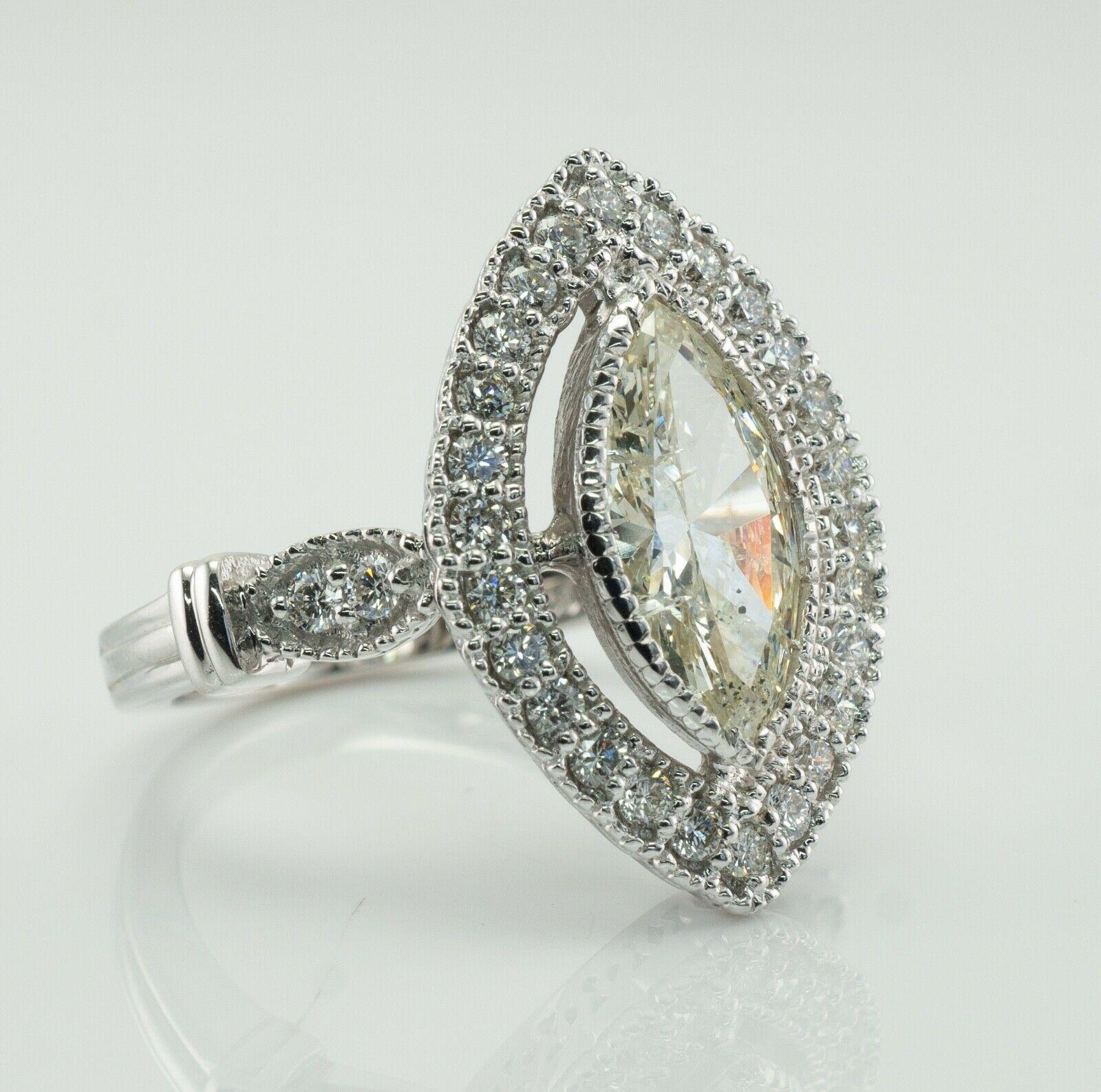 Anillo de diamantes marquesa de compromiso de oro blanco de 18 quilates 3,10 TDW Del Co Corte marquesa en venta