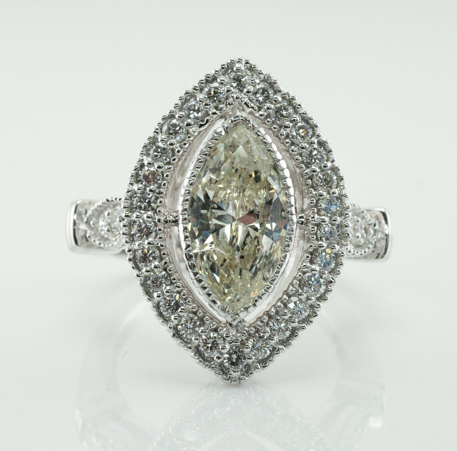 De las mujeres Anillo de diamantes marquesa de compromiso de oro blanco de 18 quilates 3,10 TDW Del Co en venta