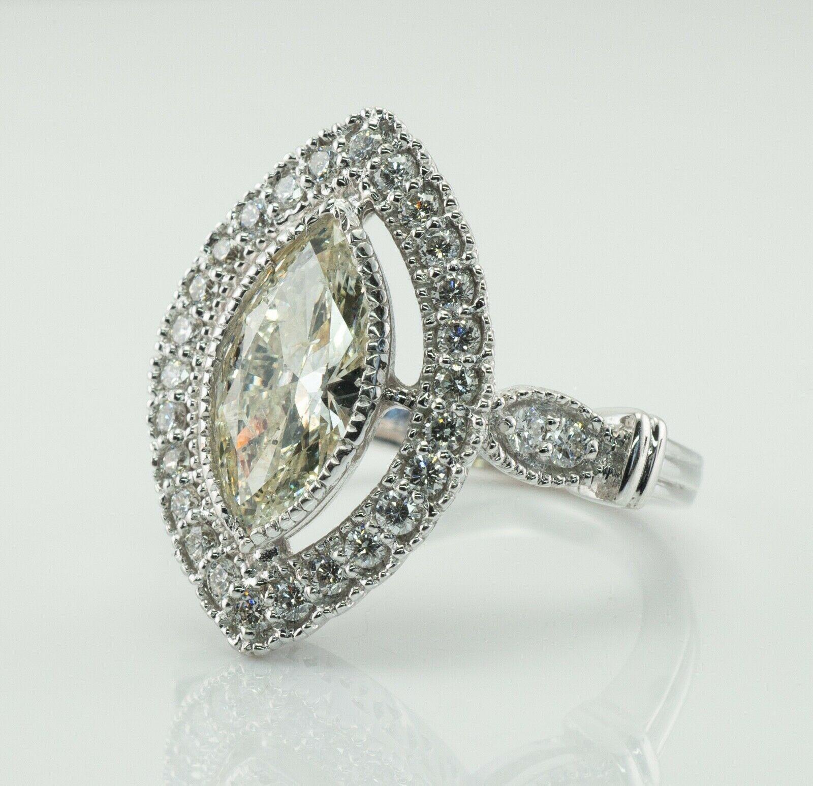 Anillo de diamantes marquesa de compromiso de oro blanco de 18 quilates 3,10 TDW Del Co en venta 1