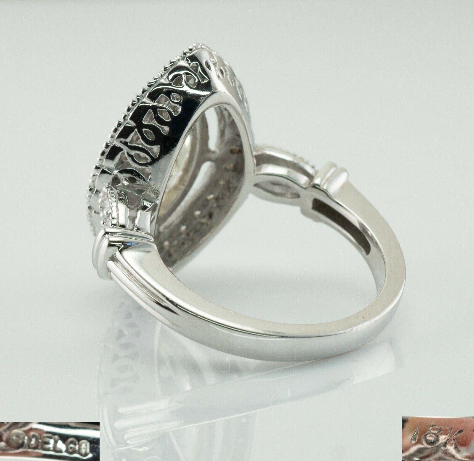 Anillo de diamantes marquesa de compromiso de oro blanco de 18 quilates 3,10 TDW Del Co en venta 2