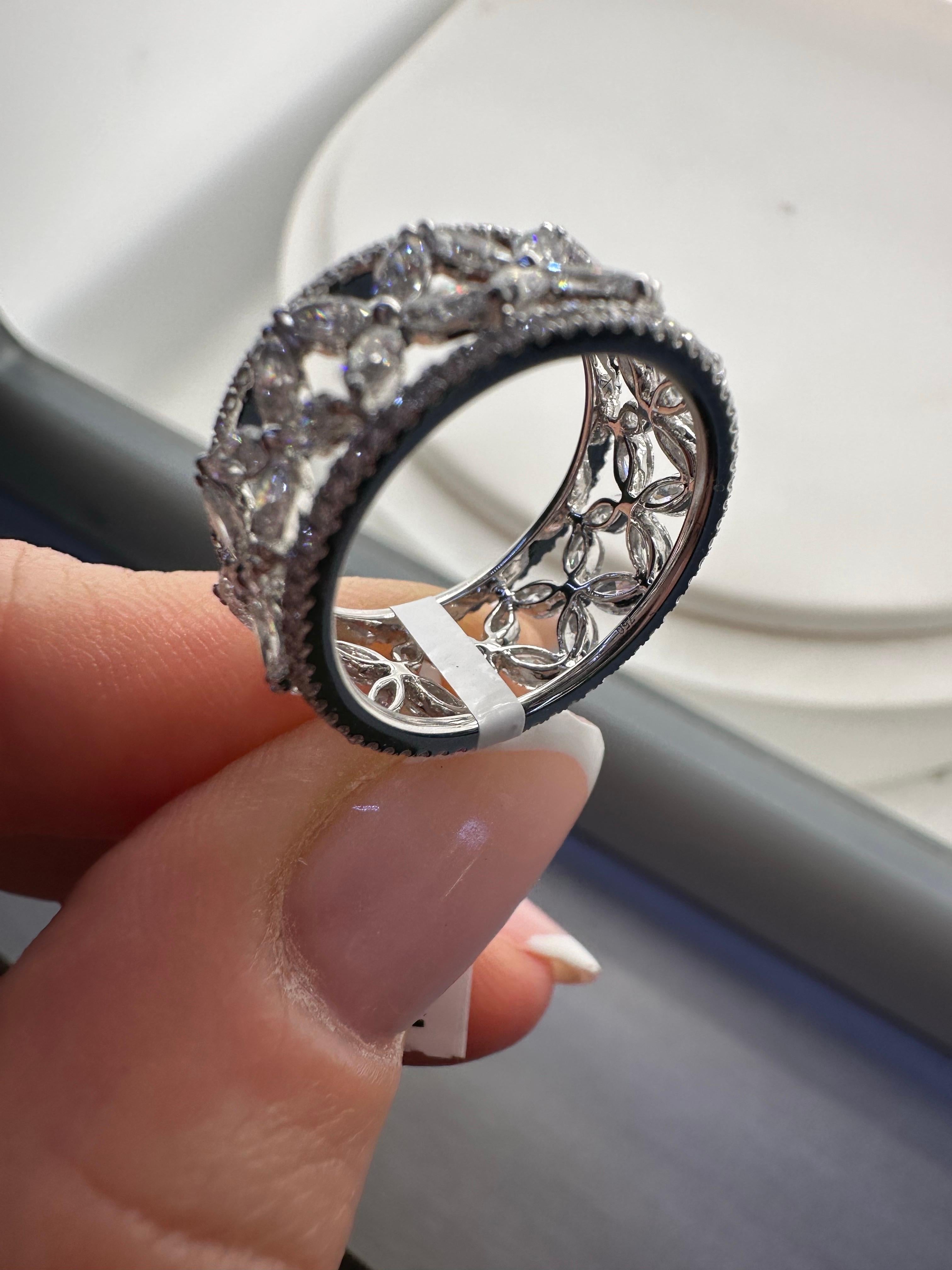 Marquise diamond ring 18KT gold eternity ring For Sale 2