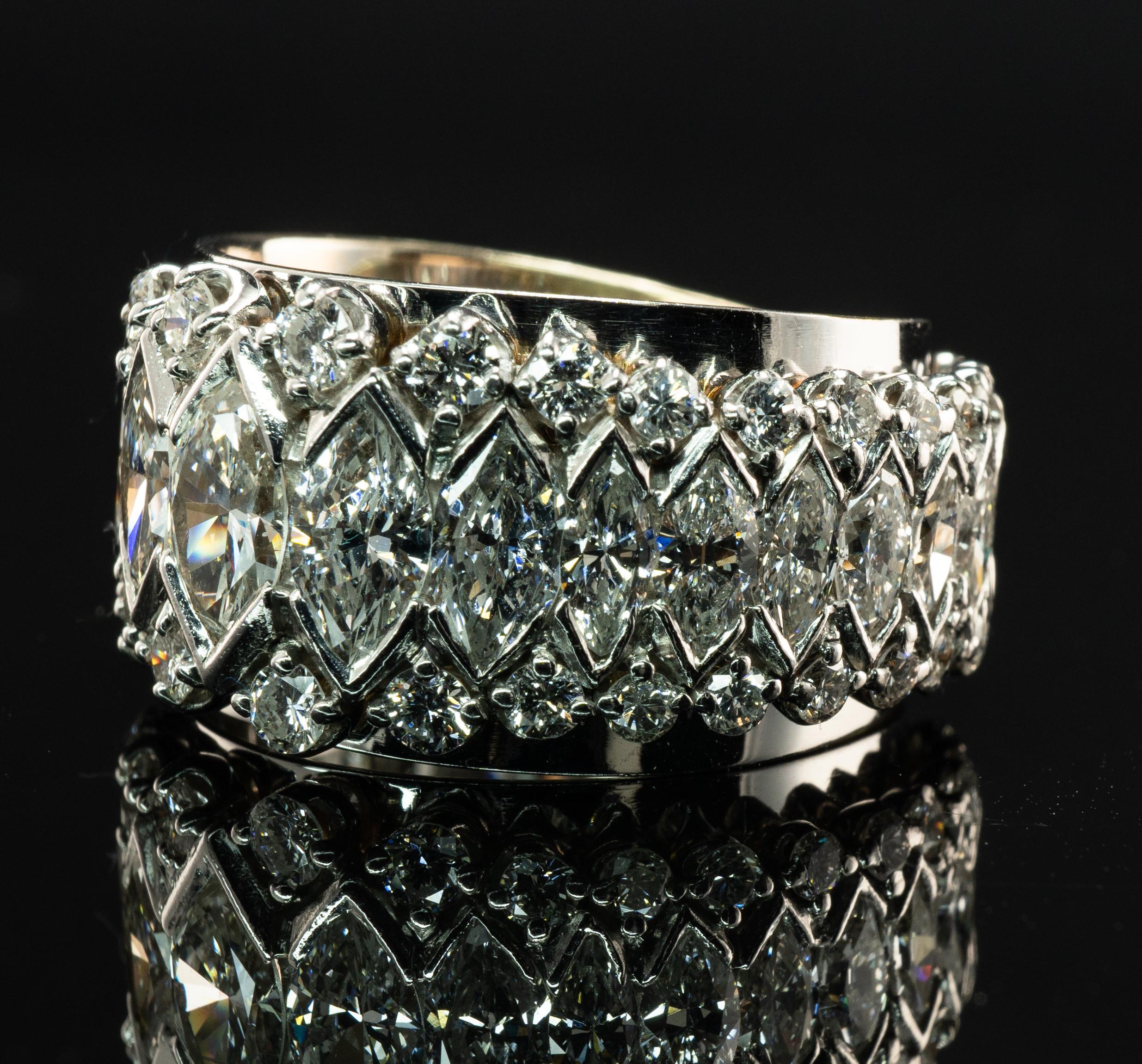 Marquise Diamantring Eternity-Ring 7,20 Karat TDW Vintage 14K Weißgold im Angebot 9