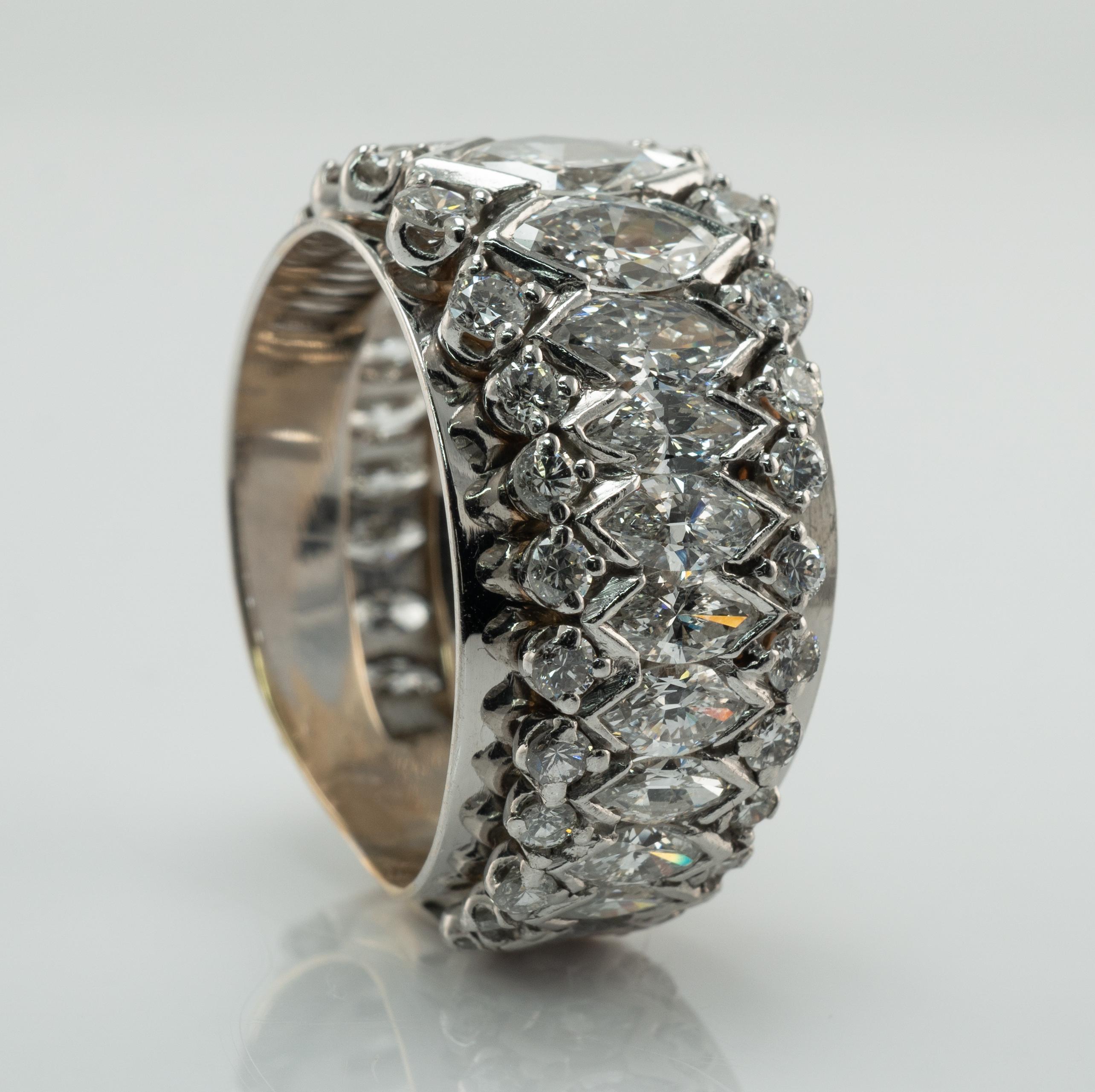 Marquise Diamantring Eternity-Ring 7,20 Karat TDW Vintage 14K Weißgold im Angebot 10