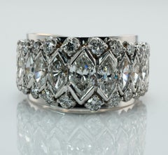Marquise Diamond Ring Eternity Band 7.20ct TDW Vintage 14K White Gold
