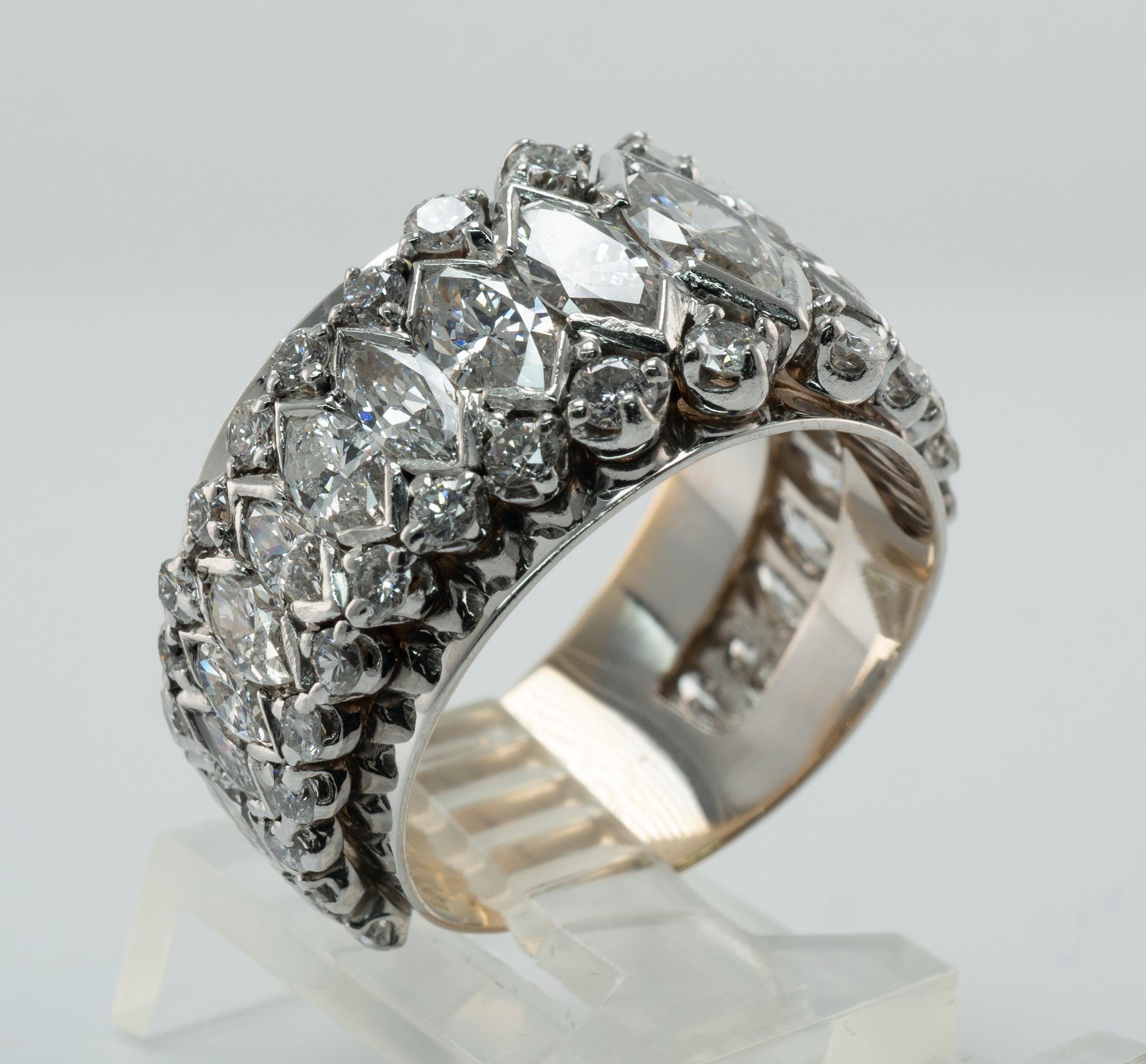 Marquise Diamantring Eternity-Ring 7,20 Karat TDW Vintage 14K Weißgold im Angebot 8