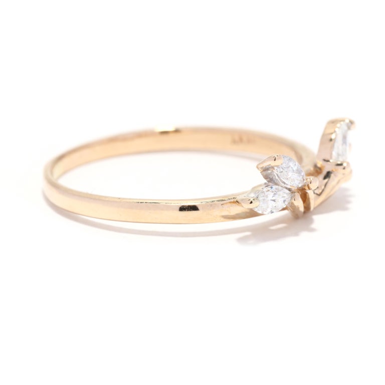 Marquise Diamond Ring Guard, 14K Yellow Gold, Ring, Wedding For Sale at ...