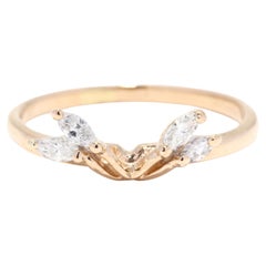 Vintage Marquise Diamond Ring Guard, 14K Yellow Gold, Ring, Wedding