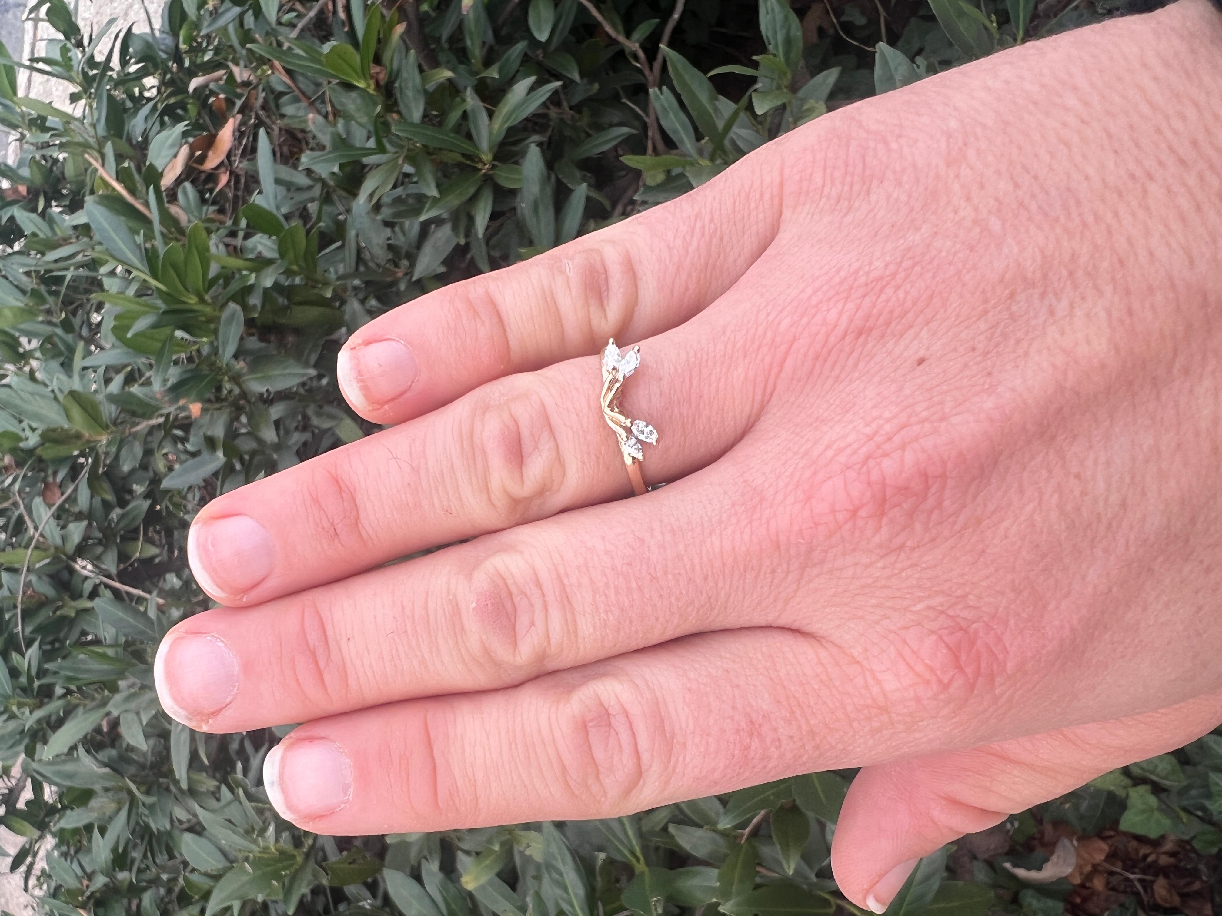 Marquise Diamond Ring Guard, 14K Yellow Gold, Ring, Wedding In Good Condition In McLeansville, NC