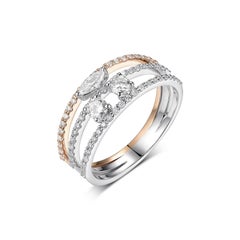 Marquise Diamond Ring in 18 Karat Rose and White Gold