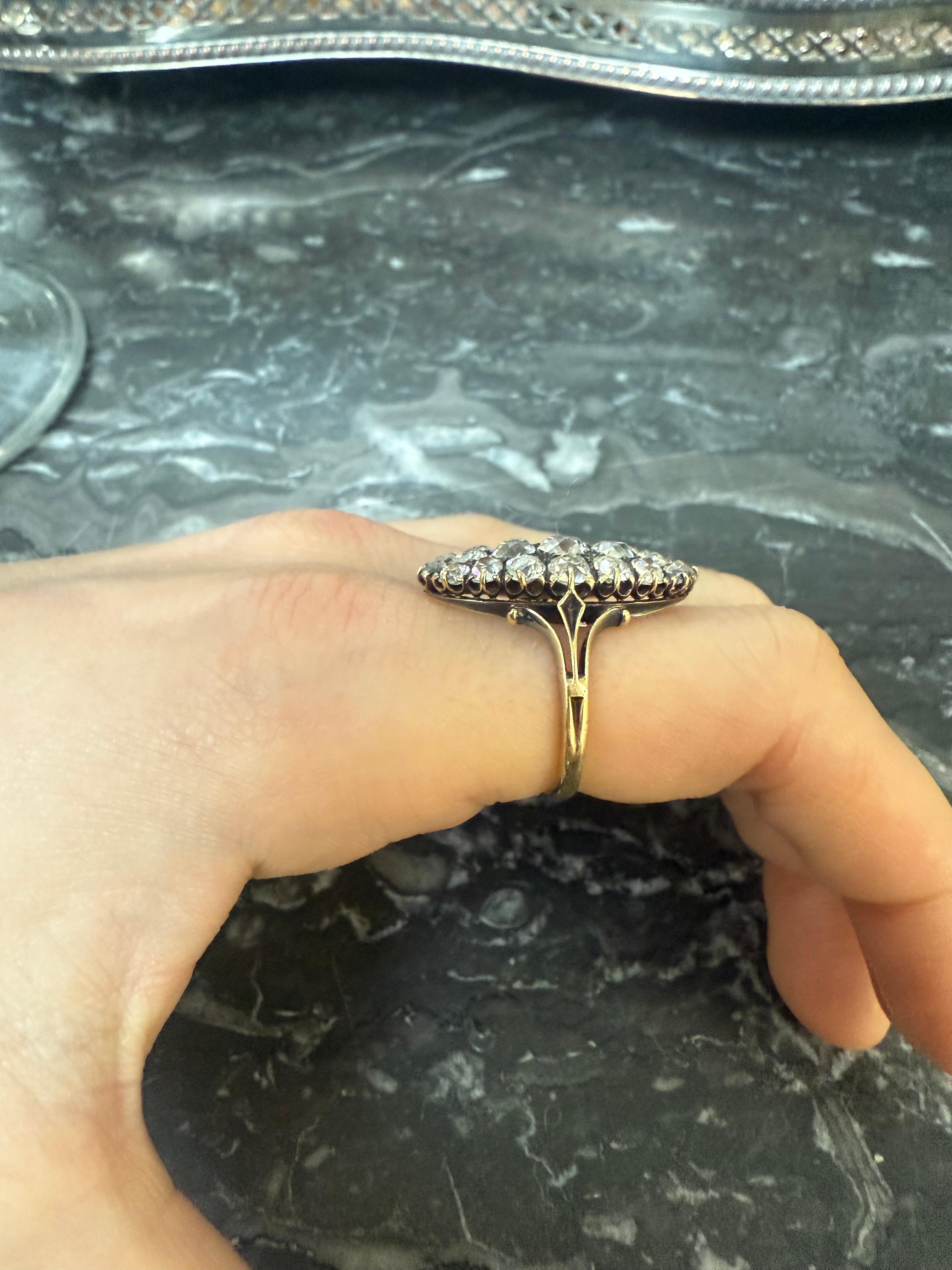 Marquise Diamantring, spätes 19. Jahrhundert im Angebot 3