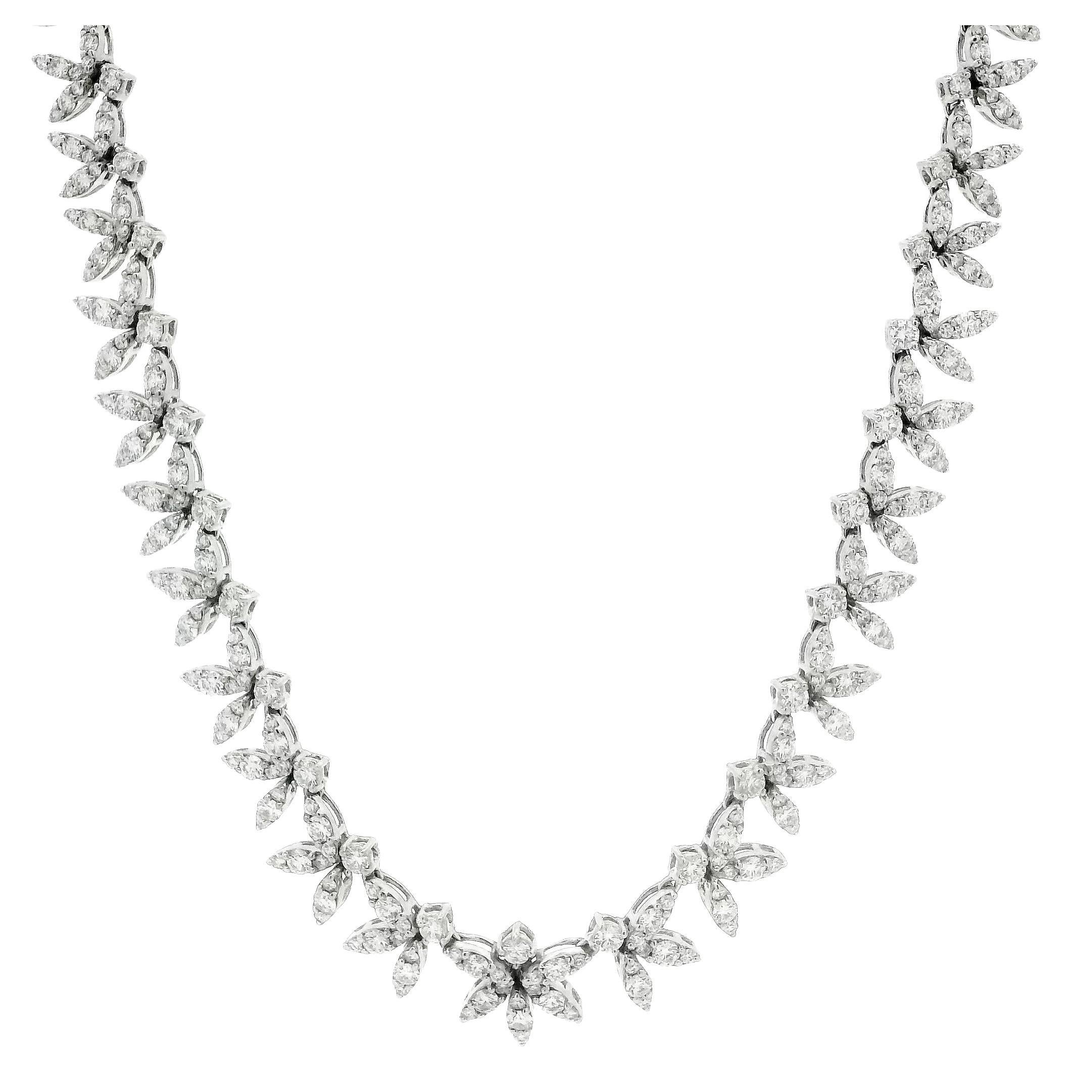 Marquise Diamond Rivière Necklace in 18K White Gold, 4.11 Carats For Sale