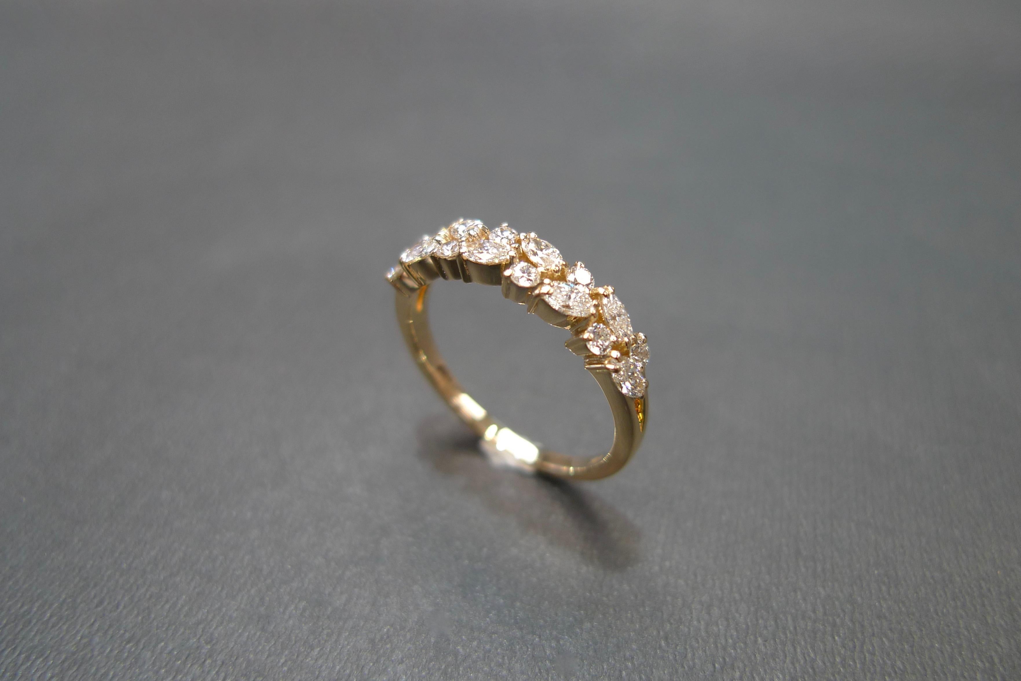 For Sale:  Marquise Diamond Round Brilliant Cut Diamond Wedding Ring 18K Yellow Gold 2