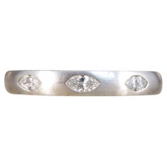 Marquise Diamond Set Brown and Newirth Ring in 18ct White Gold with Matt Finish