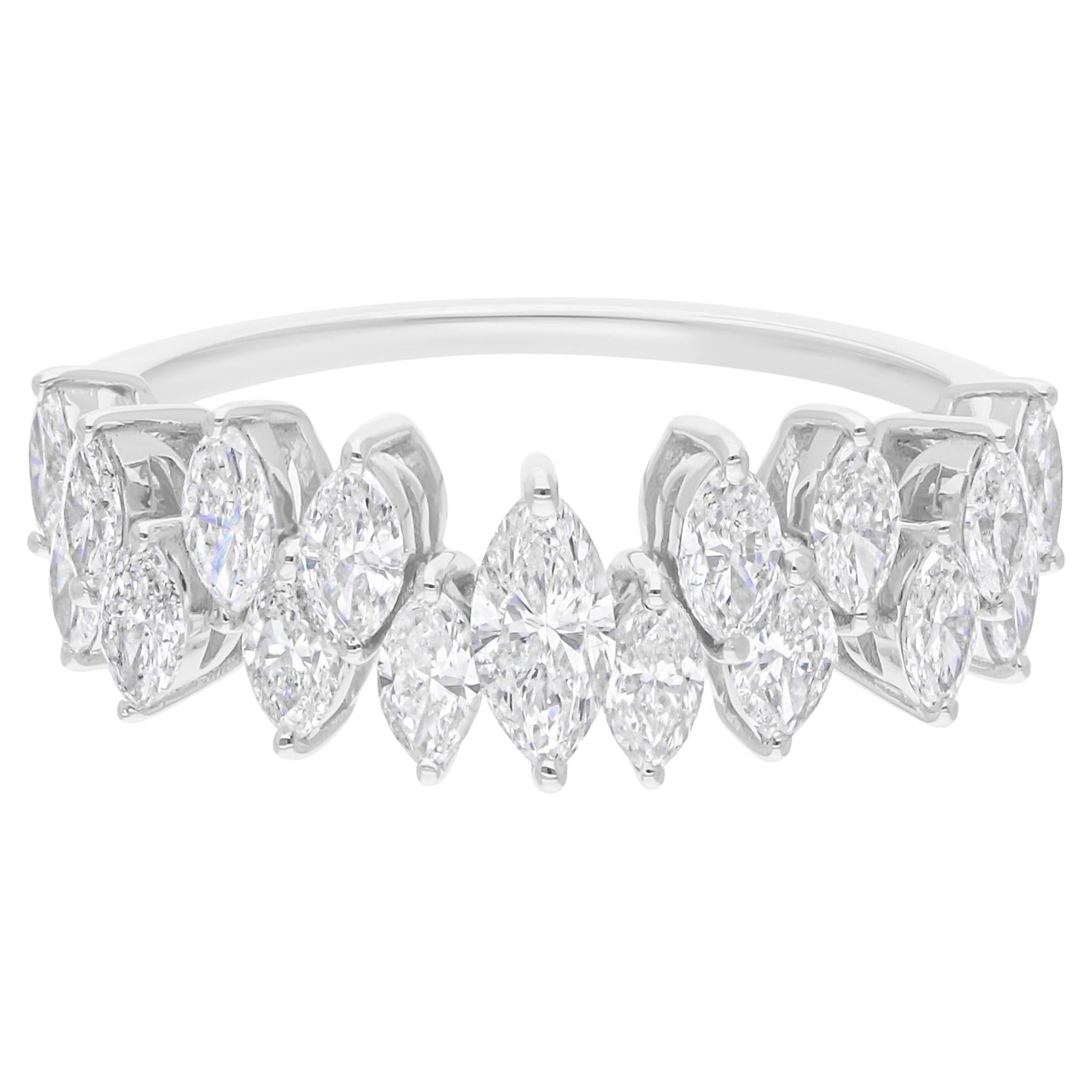 Anello di fidanzamento con diamante marquise SI/H Regalo in oro bianco 18k Tutte le tariffe sono pagate