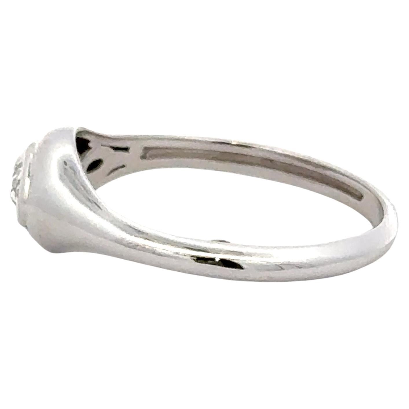 Women's Marquise Diamond Signet High Polished Signet Ring 0.27 Carats 14KT White Gold For Sale