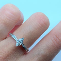 Marquise diamond solitaire classic engagement ring 18k white gold