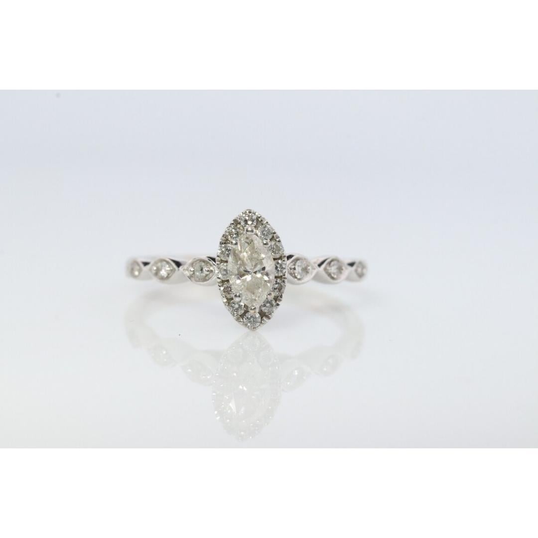Marquise Diamant Solitär Halo Ring . 14k Weißgold HALO Diamant APPRAISED im Angebot 5