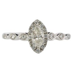 Marquise Diamant Solitär Halo Ring . 14k Weißgold HALO Diamant APPRAISED