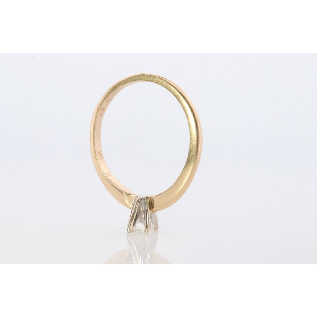 Marquise Diamond Solitaire Ring . 14k Diamond Petite 0.18ct Engagement Ring For Sale 1