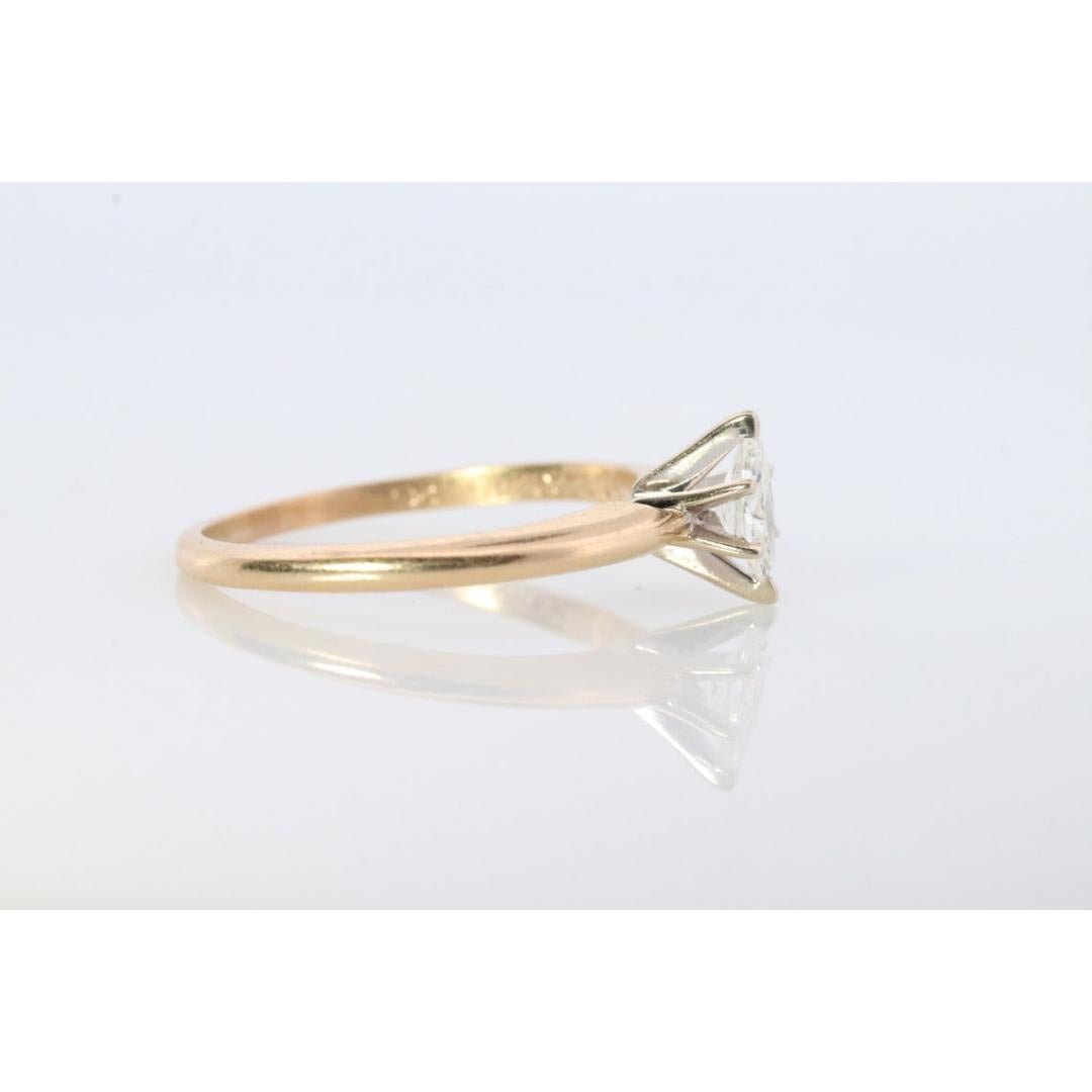 Marquise Diamond Solitaire Ring . 14k Diamond Petite 0.18ct Engagement Ring For Sale 3