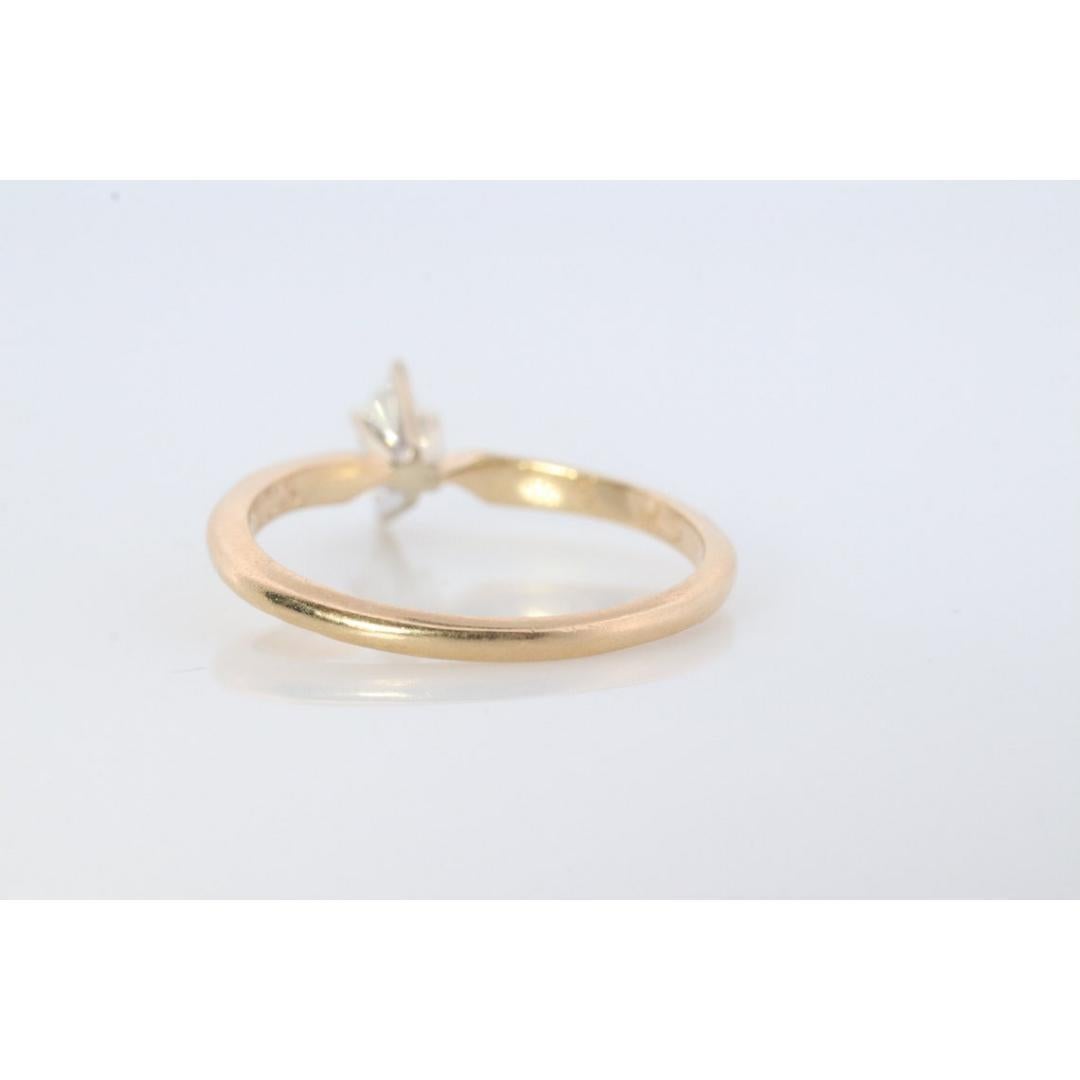 Marquise Diamond Solitaire Ring . 14k Diamond Petite 0.18ct Engagement Ring For Sale 4