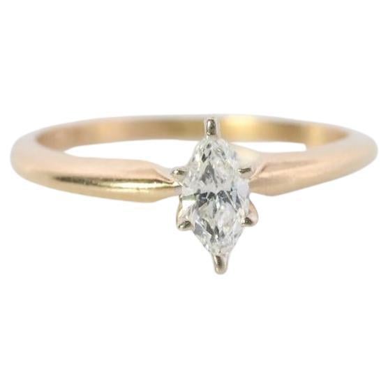Marquise Diamant Solitär Ring . 14k Diamant Petite 0,18ct Verlobungsring