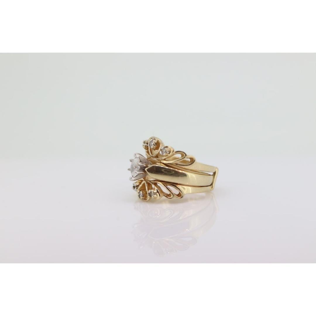 Marquise Diamond Solitaire Ring with Jacket. 14k and 10K Diamond Engagement Ring For Sale 6