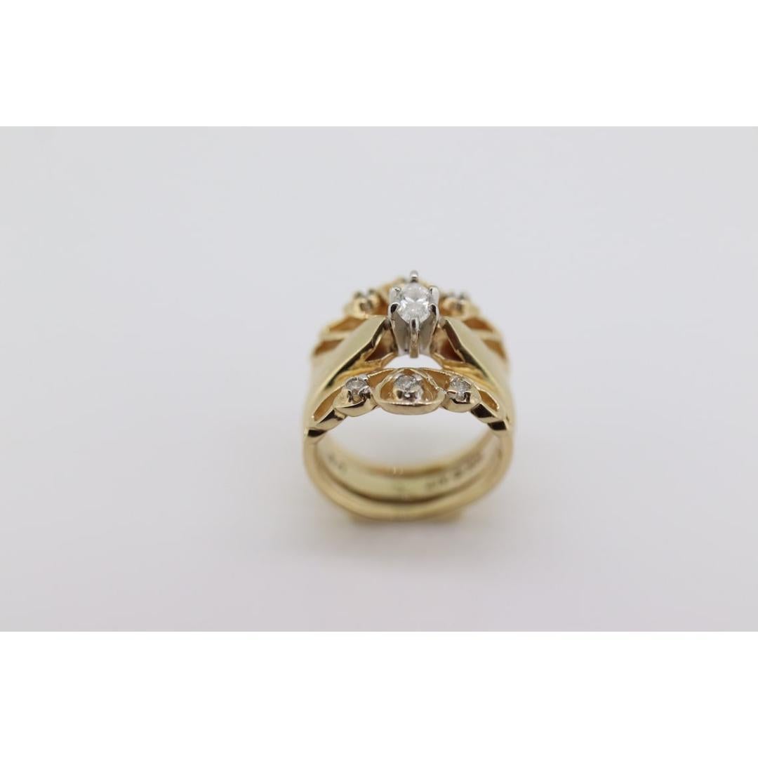 Marquise Diamond Solitaire Ring with Jacket. 14k and 10K Diamond Engagement Ring In Good Condition For Sale In Port Charlotte, FL