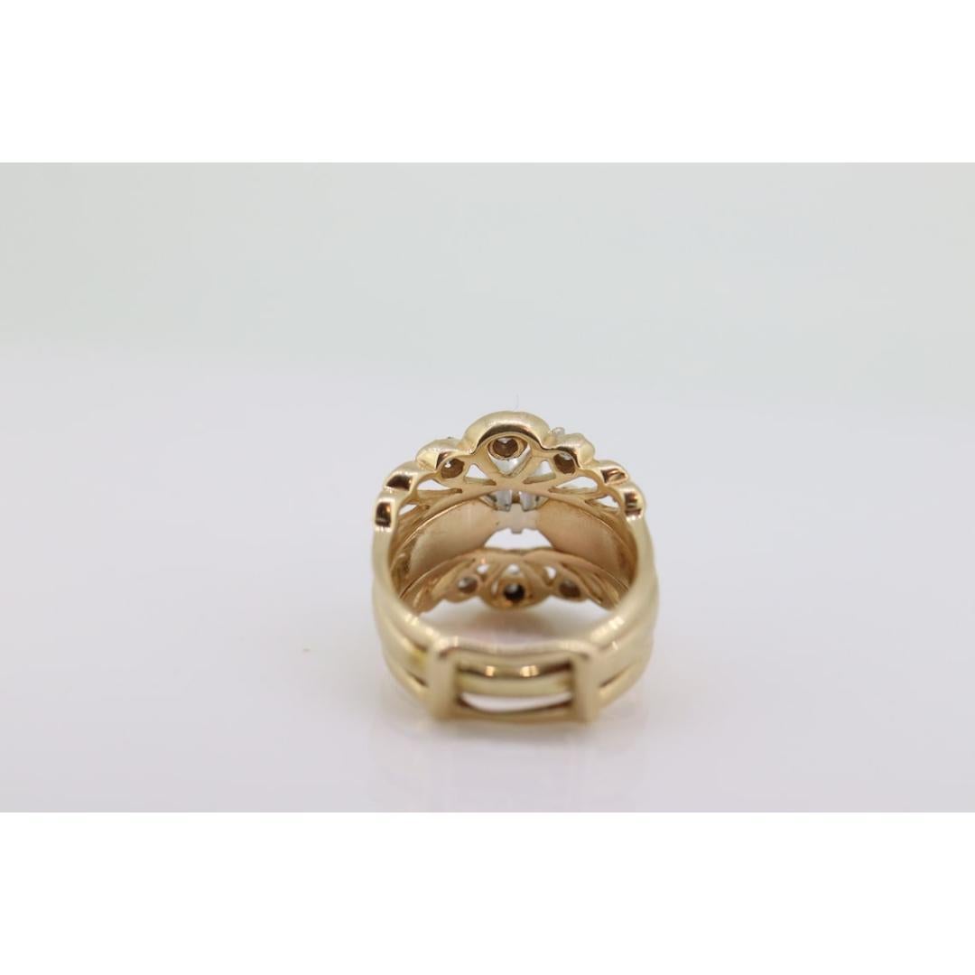 Marquise Diamond Solitaire Ring with Jacket. 14k and 10K Diamond Engagement Ring For Sale 2