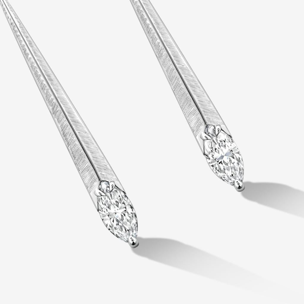 Liv Luttrell 
Marquise Diamond Spear Tip Earrings 2023

Details 
18 karat yellow and white and yellow gold 
Natural white Cadillac cut diamonds, 0.80 carats, Colour F, Clarity VS 
Silk engraving 
Made in London


Customisation 

As this design is