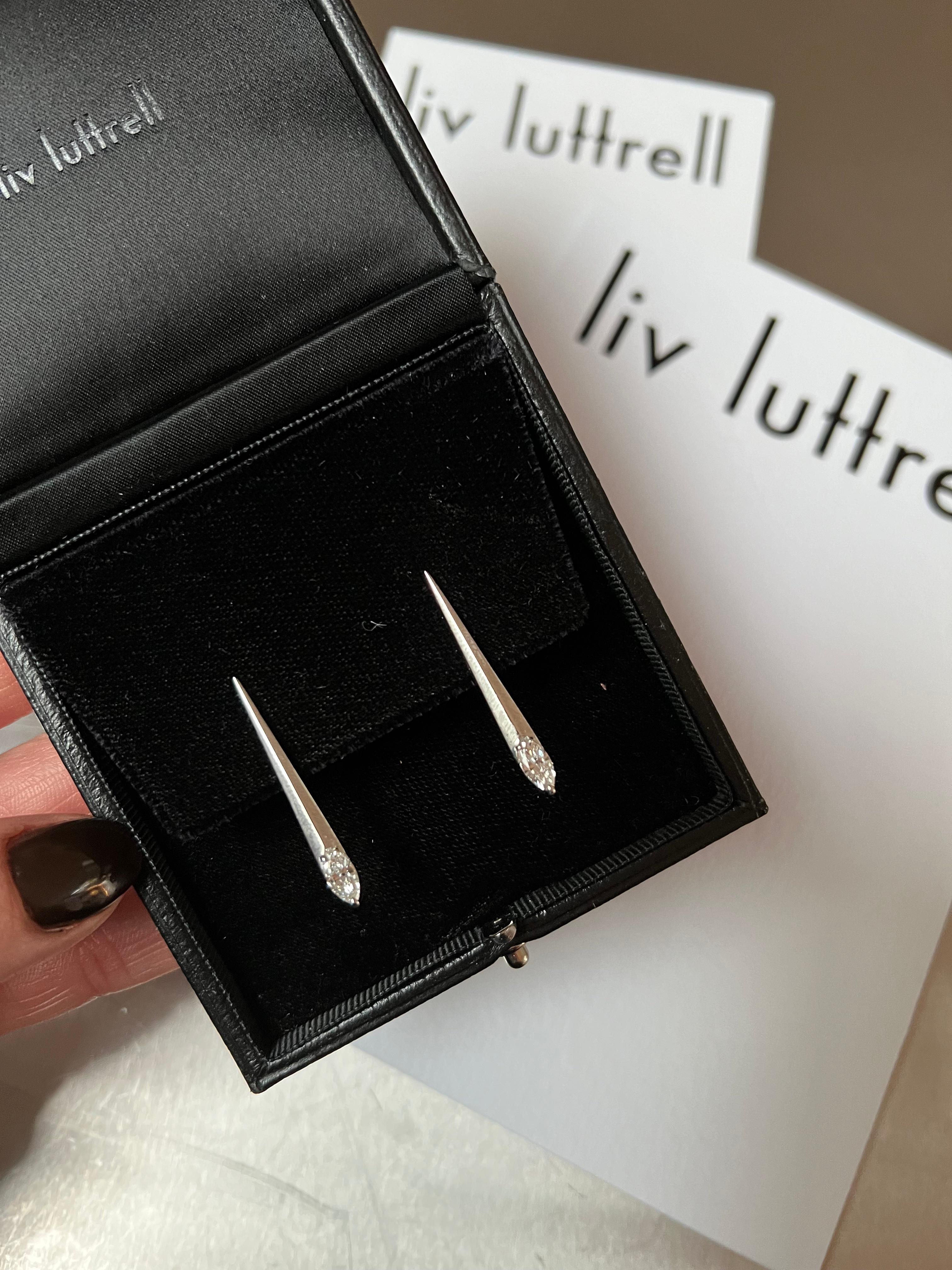 SPEAR TIP EARRINGS White gold with marquise-cut diamond by Liv Luttrell In New Condition For Sale In London, England